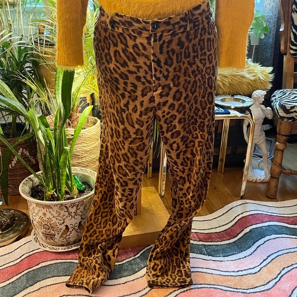 Ralph Lauren Pants - Ralph Lauren velour leopard straight leg pants